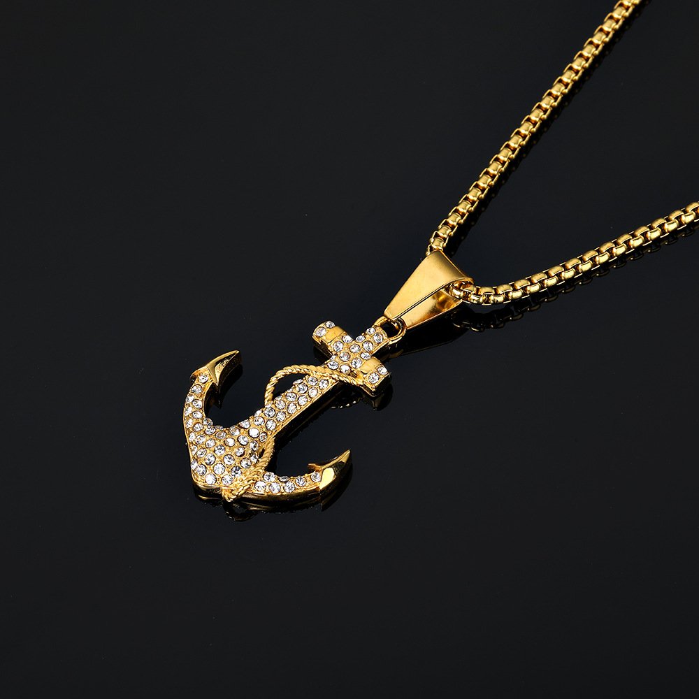 Wholesale Stainless Steel Boat Anchor Pendant Street Hip-hop Titanium Steel Men's Necklace Wholesale