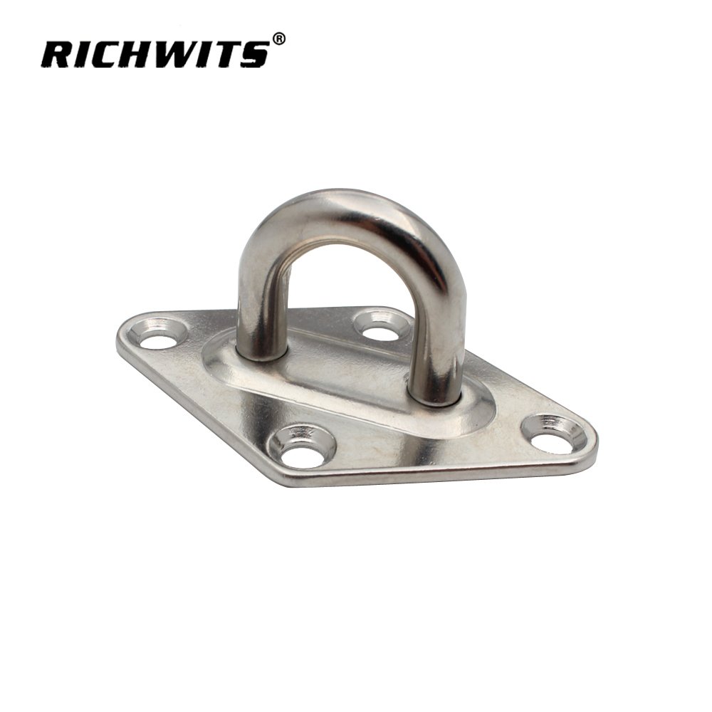 Stainless Steel Marine Boat Ceiling Wall Mount Hook Heavy Duty Anchor Diamond Pad Eye Plate
