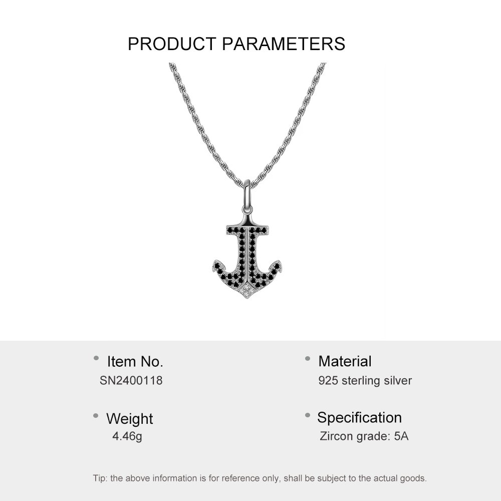 925 Sterling Silver Jewelry 18K Gold Plated Boat Anchor Pendant Charm Brown Black Leather Cord Chain Necklace