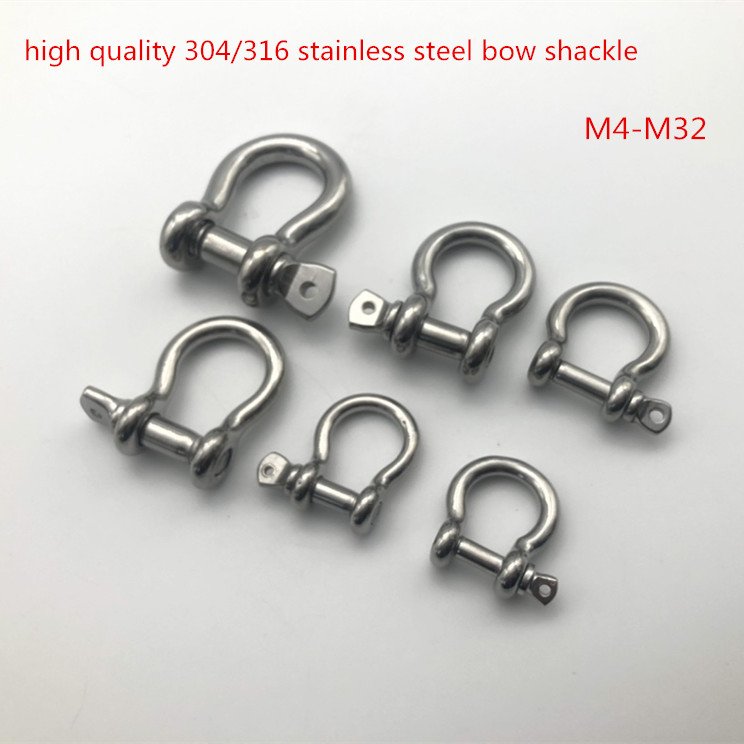 Factory (M4-M32) Rigging Shackle AISI304/316 Stainless Steel Bow Shackle for Anchor Chain