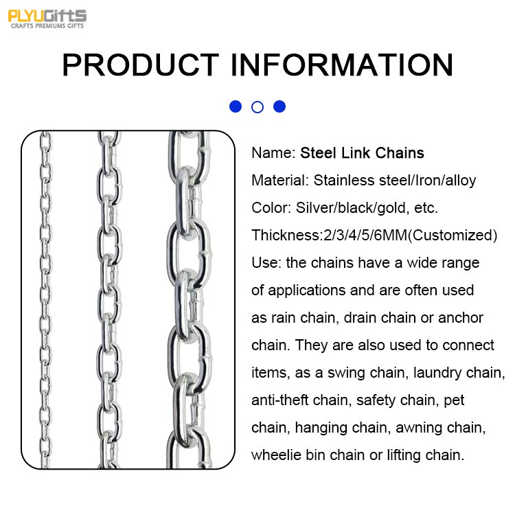 Thick Type 3/16 Inch Stainless Steel Chain Durable Swing Plain Plating Link Chains for Hanging