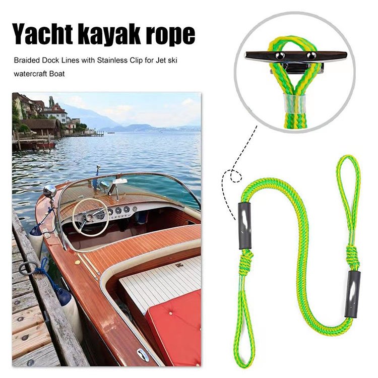 Rioop Hot Selling Marine Mooring Rope 2 Pack Pwc Anchor Boat Bungee Dock Lines for Boats