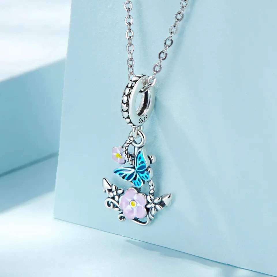 925 Sterling Silver Boat Anchor& Travel Round the World-Sailboat Pendant Charms Fit Bracelet DIY Silver Beads