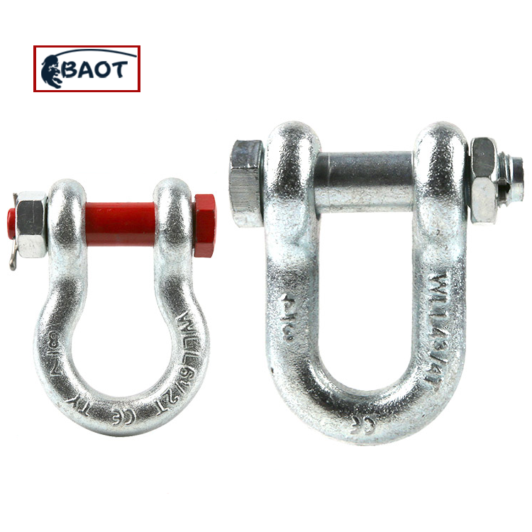 BAOT Wholesale 1/2" Electric Boat Bow Shackle Us Type Steel Drop Forged Screw Pin D Anchor Shackle