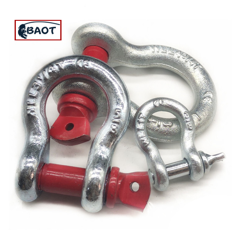 BAOT Wholesale 1/2" Electric Boat Bow Shackle Us Type Steel Drop Forged Screw Pin D Anchor Shackle