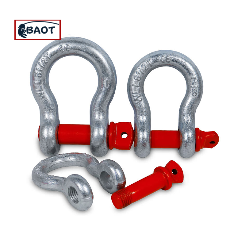 BAOT Wholesale 1/2" Electric Boat Bow Shackle Us Type Steel Drop Forged Screw Pin D Anchor Shackle