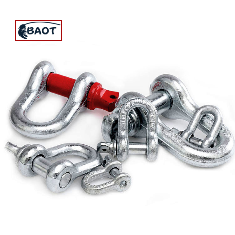 BAOT Wholesale 1/2" Electric Boat Bow Shackle Us Type Steel Drop Forged Screw Pin D Anchor Shackle