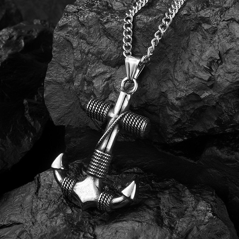 Viking Boat Anchor Titanium Steel Pendant Men's Vintage Necklace Pendant Stainless Steel Cast Jewelry Wholesale