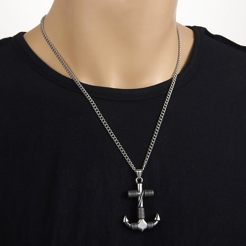 Viking Boat Anchor Titanium Steel Pendant Men's Vintage Necklace Pendant Stainless Steel Cast Jewelry Wholesale