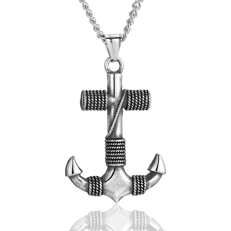 Viking Boat Anchor Titanium Steel Pendant Men's Vintage Necklace Pendant Stainless Steel Cast Jewelry Wholesale