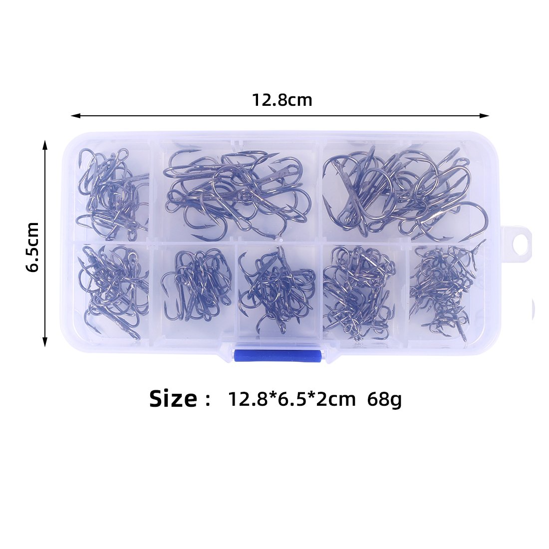 High Quality 50PCS/100PCS Treble Hook with Barbs High Carbon Steel Fishing Anchor Hooks for Bass Trout