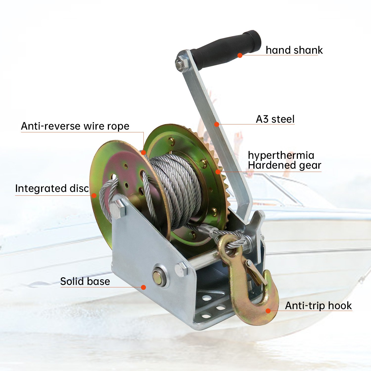 Good Price Factory Direct Sales Self-locking Hand Winch Manual Winch 1200/1800/2600lbs