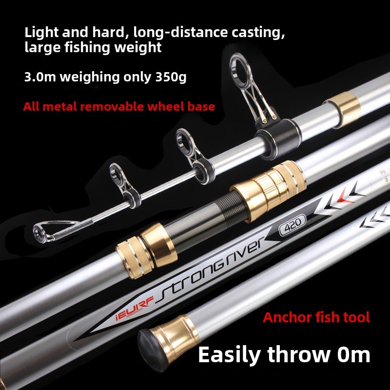 Quanhong High Carbon Professional Anchor Rod Long-Distance Casting Light Hard Long Section Sea Lake Library Throwing Rod