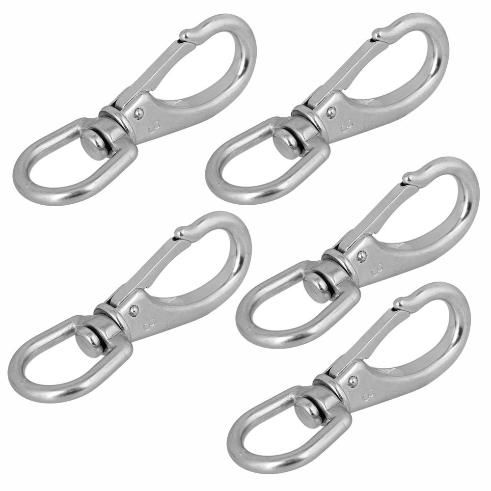 Large Stainless Steel Swivel Snap Hooks 4.6 Inch Large Spring Snaps, Heavy Duty Boat Hooks, Spring Hooks for Boat Anchor