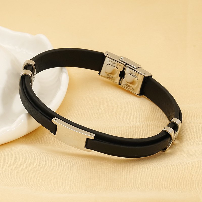 Men's Titanium Steel Vintage Woven Leather Rope Boat Anchor Bracelet Women's Personality Fashion Cross Bracelet Jewelry