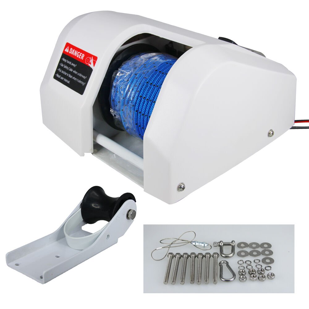 Marine Boat Pontoon Electric Anchor Winch 100 ft Rope Freshwater