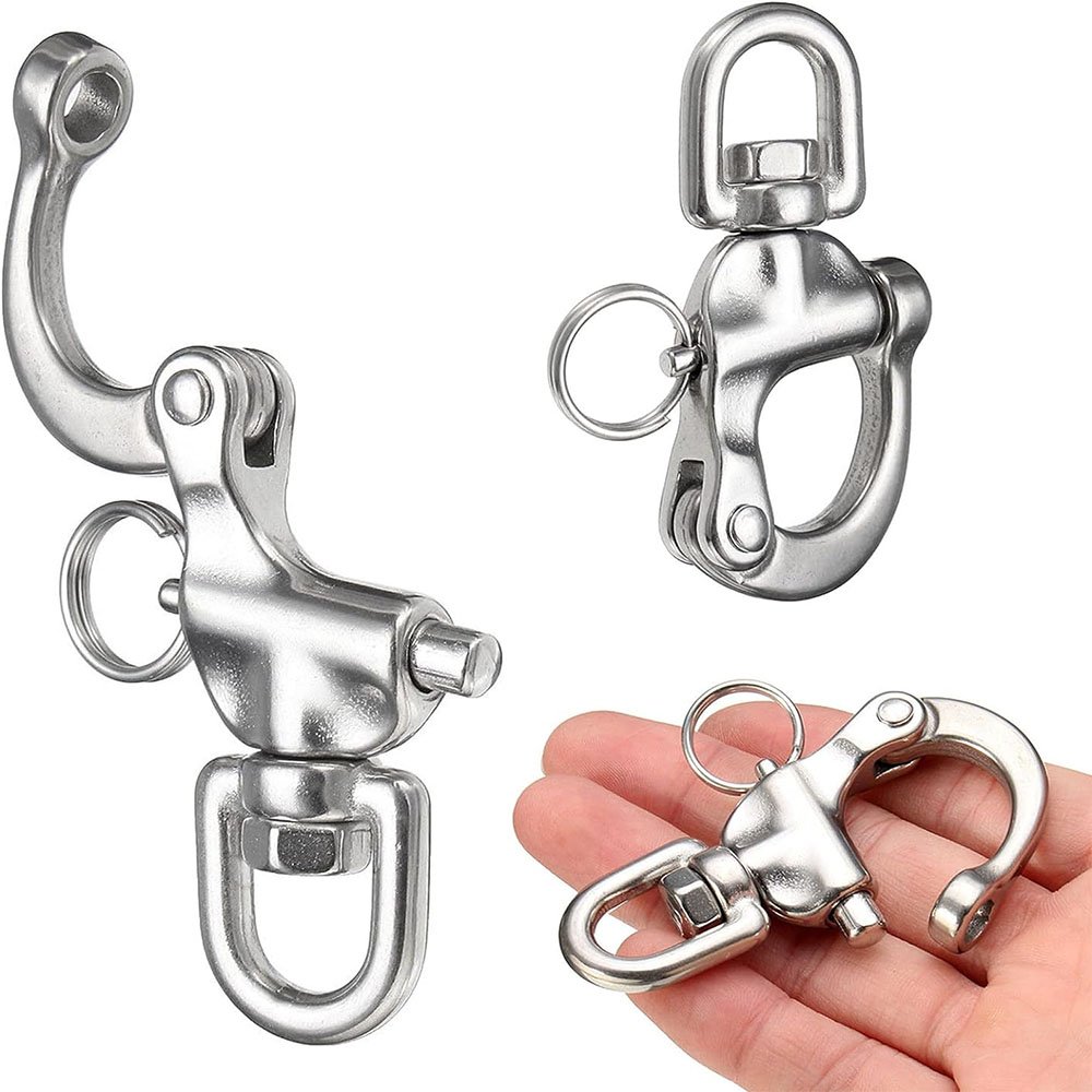 Jaw Swivel Eye Snap Shackle Quick Release Bail Rigging Sailing Boat Marine Stainless Steel Clip