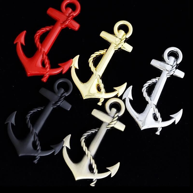 3D Metal Car Stickers Boat Anchor Hooks Navy Emblem Cross Badge Pirate Ship Car Body Sticker Auto Accessories Styling Decoration