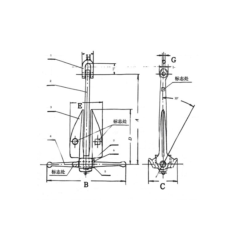 Reliable Marine Danforth Anchor, Black Coating, HHP, Certified by CCS