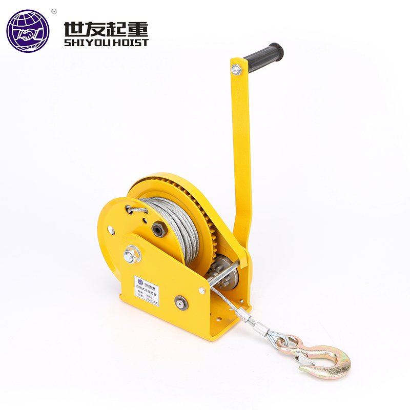 1200lbs Electric Winch Hand-Operated Cable Manual Winch with Wire Rope for Boat Electric Hand Towing Winch