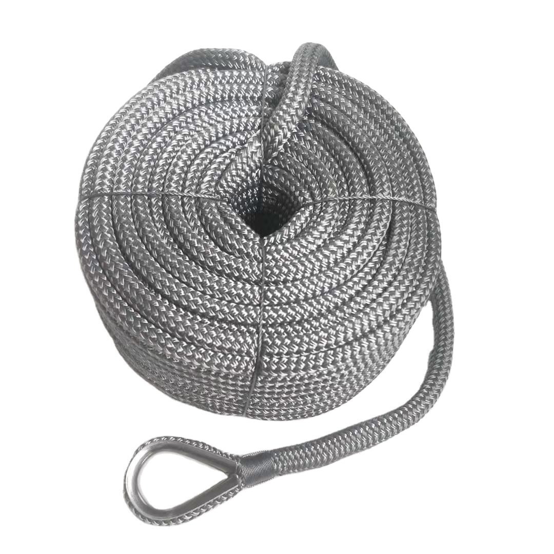 1/4 5/16 3/8 1/2 5/8 3/4 Inch Super Nylon Double Braided Rope Anchor Line With Stainless Steel Thimble Marine Yacht Boat Rope