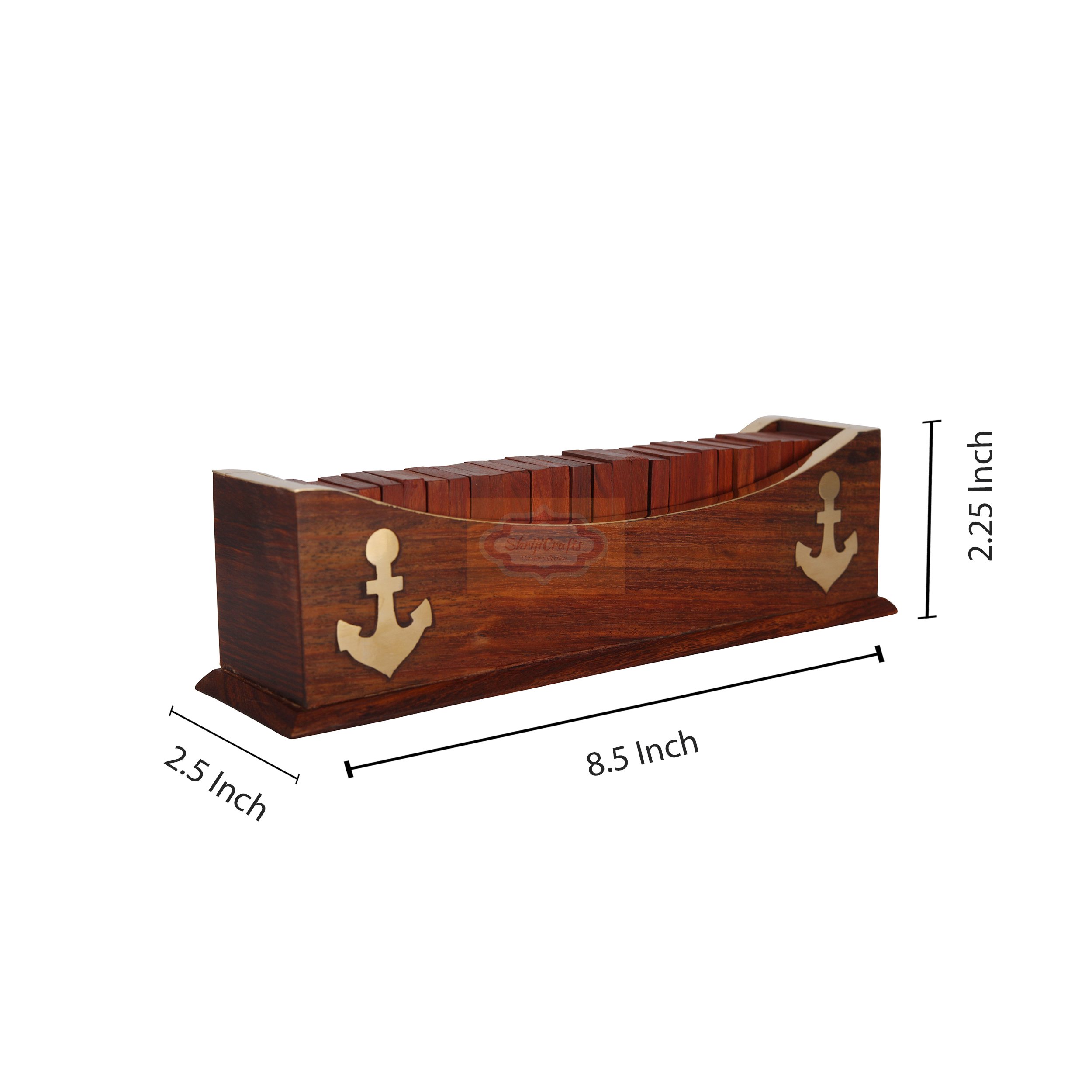Shriji Crafts Handcrafted Wooden Domino Set With Anchor Design Game Set, Open Boat Tray and Pieces Set Boat Tray Unique Game