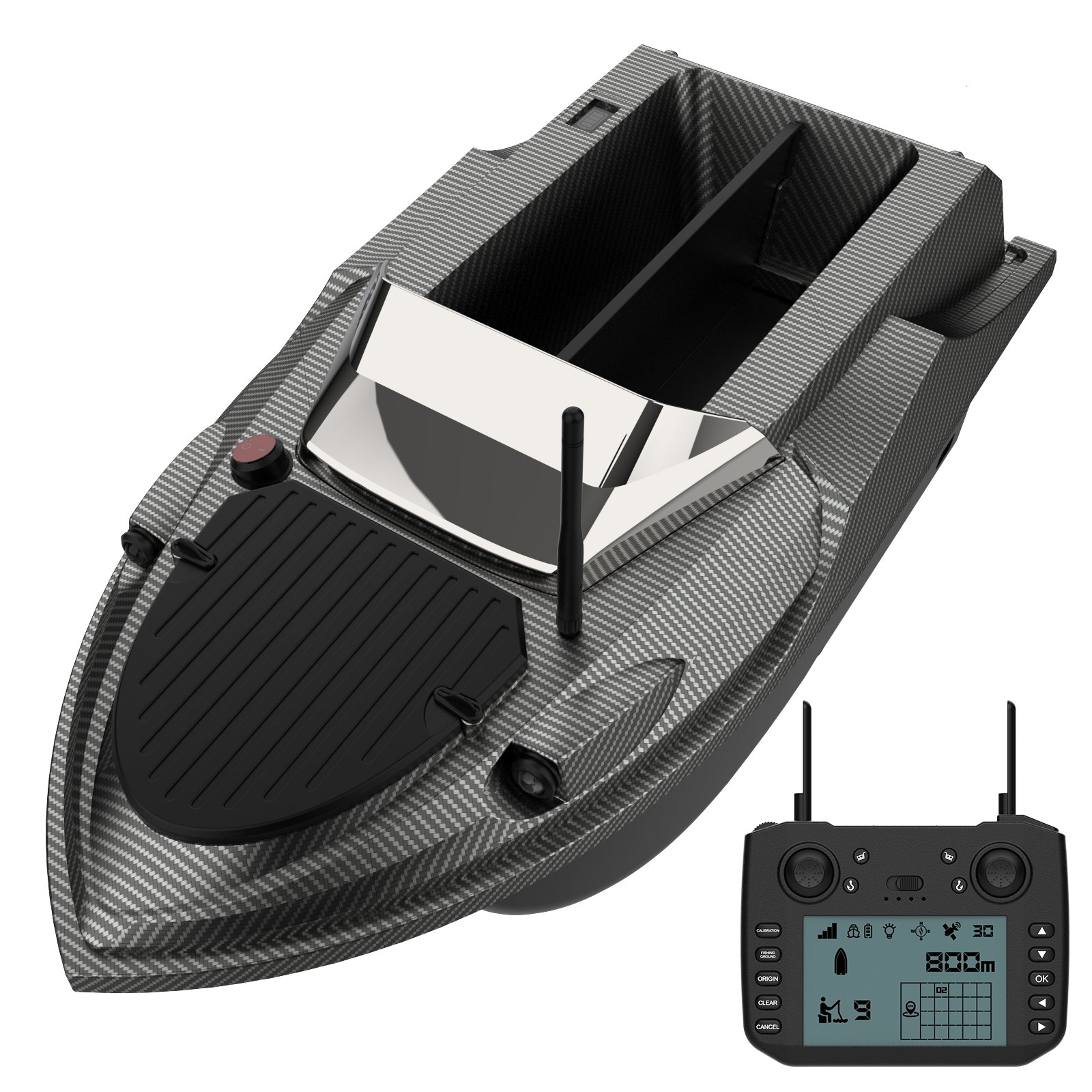 Flytec New Carbon Fiber V080 12V High Speed RC Bait Boat With Gps and Sonar Fish Finder 180 Positioning Points Fishing Bait Boat
