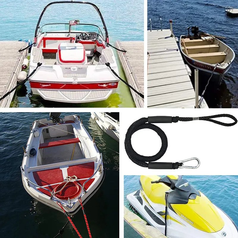 New Listing Marine Mooring Rope 2 Pack PWC Anchor Boat Bungee Dock Lines for Boats with Stainless Carabiner Hook