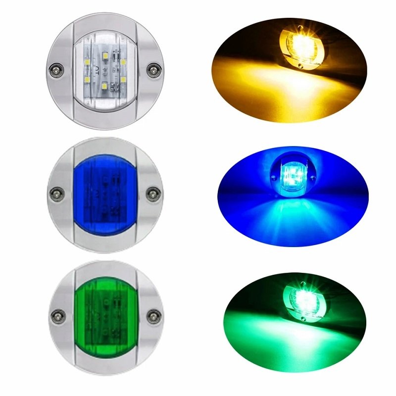 2024 Trending Top Seller Round LED Stern Anchor Light Courtesy White Blue Green Color for Marine Fishing Boat Yacht Lighting