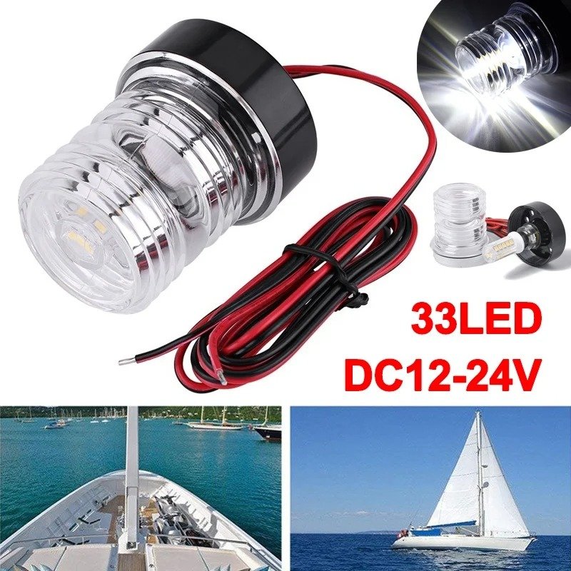 360 Degree All-round Marine Boat Yacht Signal Anchor Lamp Waterproof 12V-24V 33 LED Navigation Light for Pontoon Skiff