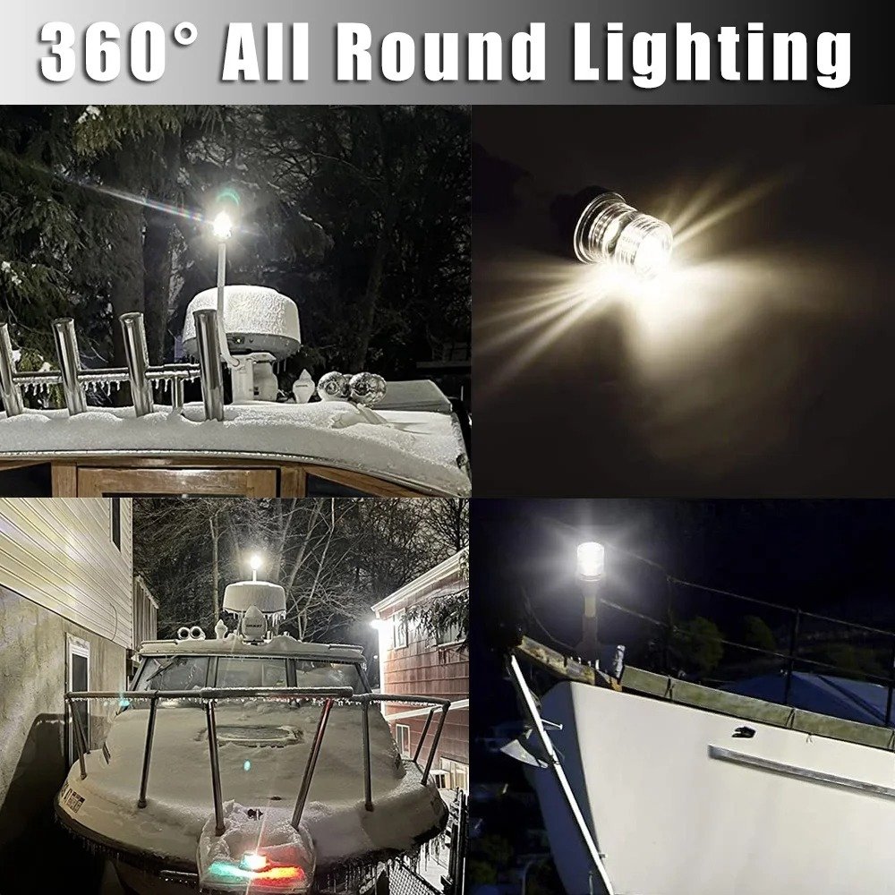 360 Degree All-round Marine Boat Yacht Signal Anchor Lamp Waterproof 12V-24V 33 LED Navigation Light for Pontoon Skiff