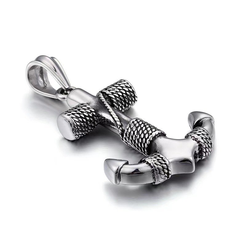 Stainless Steel Chain Fashion Man Pendant Necklace Zinc Alloy Vintage Fashion Nordic Boat Anchor Necklace for Men