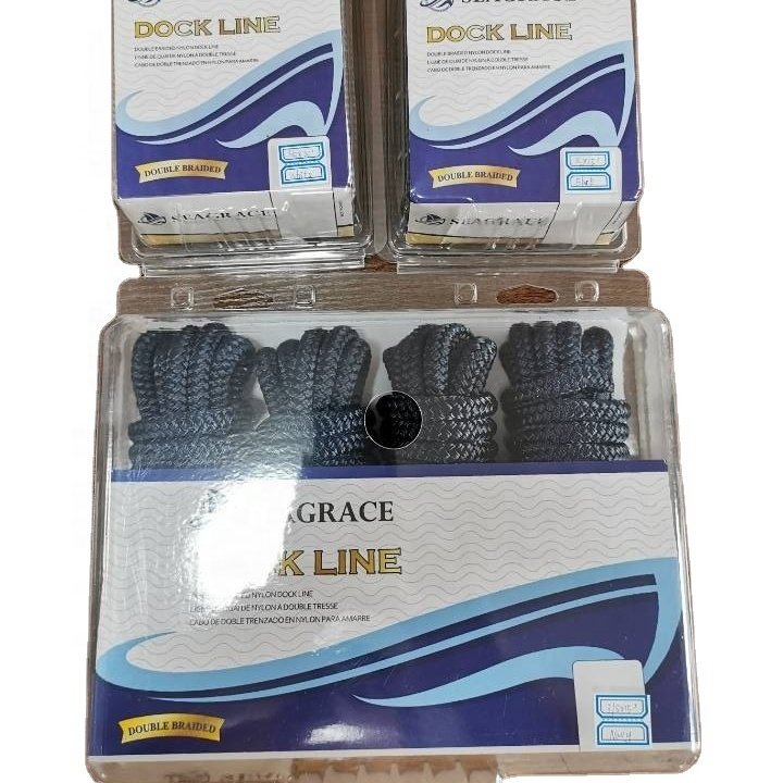 Hot Performance Factory Price Customized Package and Size Double Braided Polyester/ Nylon Mooring Marine Rope Line 3/8 1/2