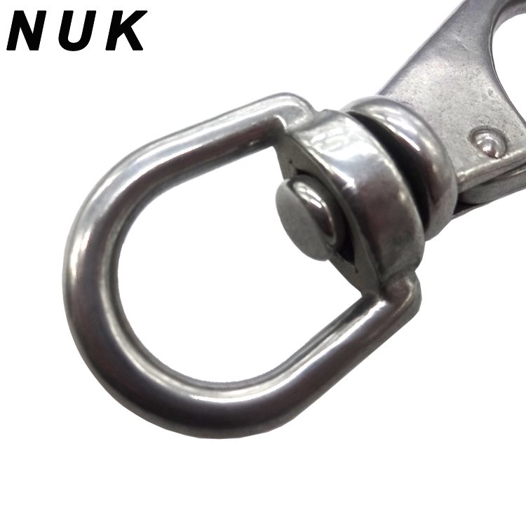 Stainless Steel 304 Grade #2 Swivel Eye Snap Carabiner Hook for Boat Anchor Ropes