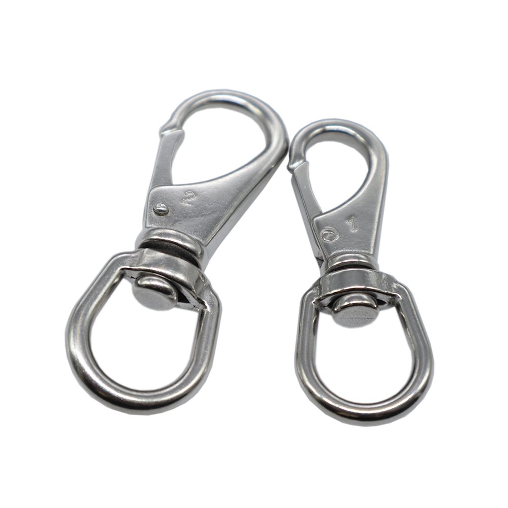 Stainless Steel 304 Grade #2 Swivel Eye Snap Carabiner Hook for Boat Anchor Ropes