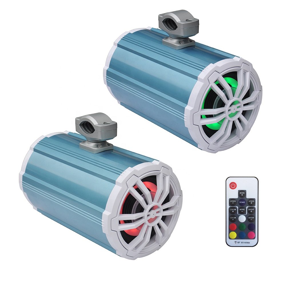 DIBEISI Marine BT Wakeboard Tower Speakers Blue Oxidized Aluminum Enclosure with Chrome Grill and Big Bass (NEVER RETAIL) DBS65