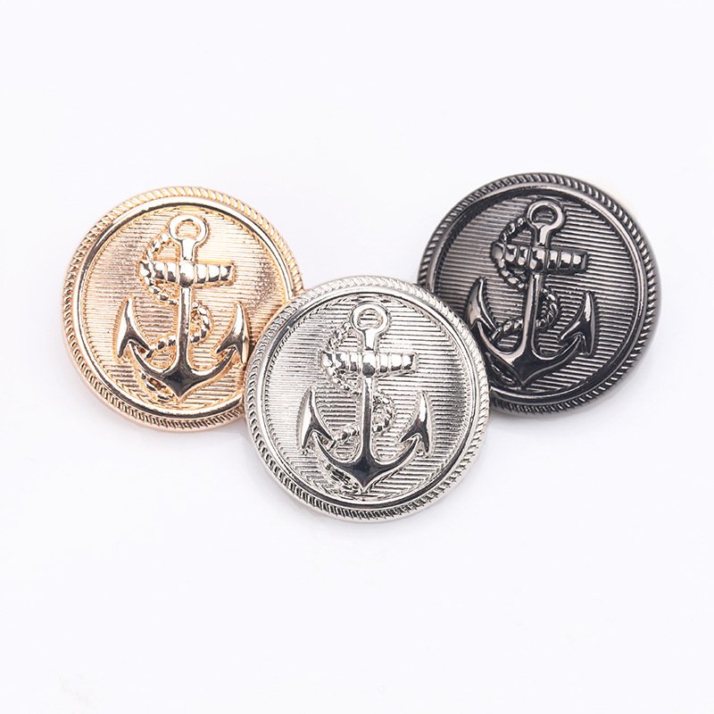 Metal Gold Silver Boat Anchor Ww2 Hand Sewing Shank Buttons for Garment Accessories