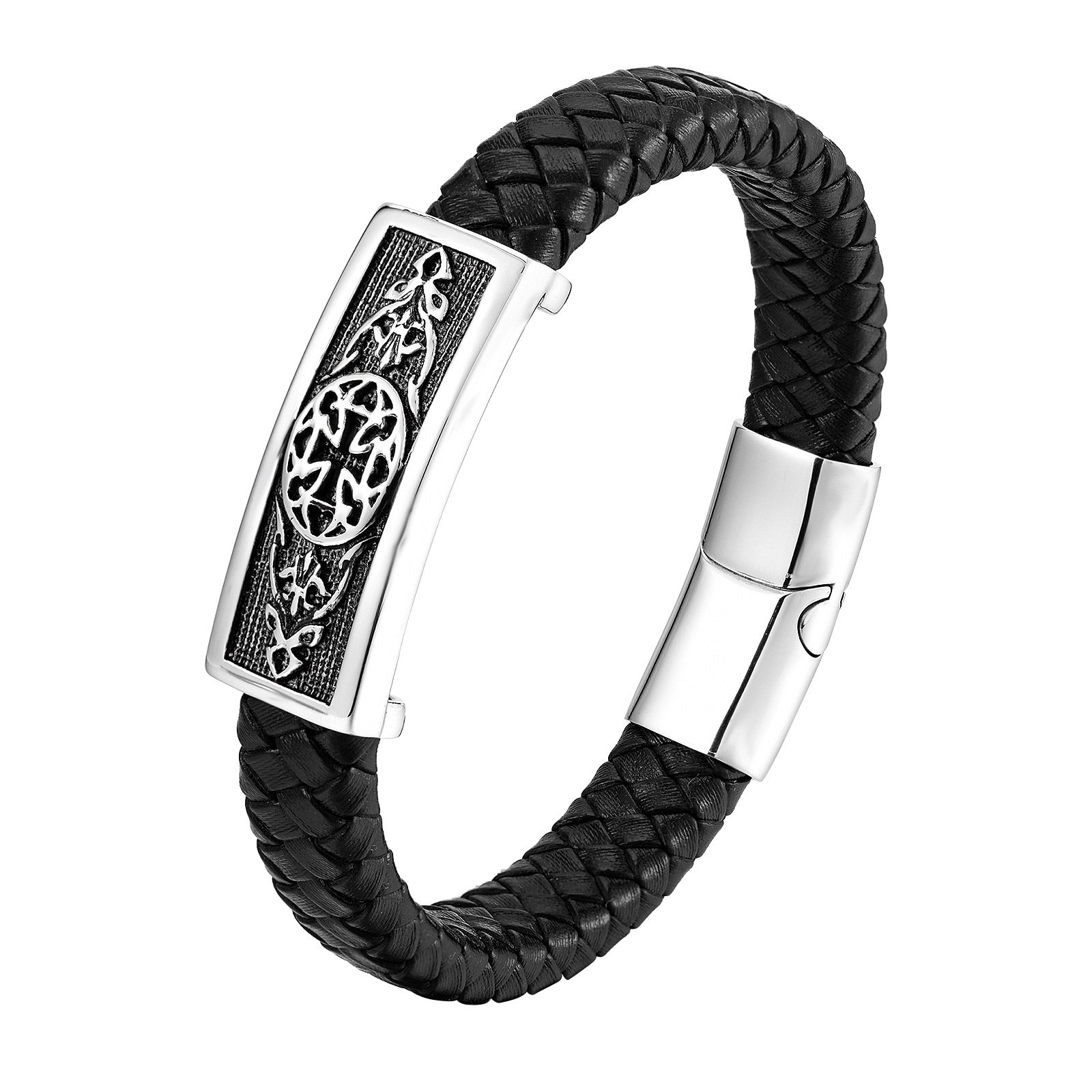 Minimalist Designer Stainless Steel Bracelet for Men Genuine Leather Boat Anchor Vintage Jewelry Classic Style Accessories