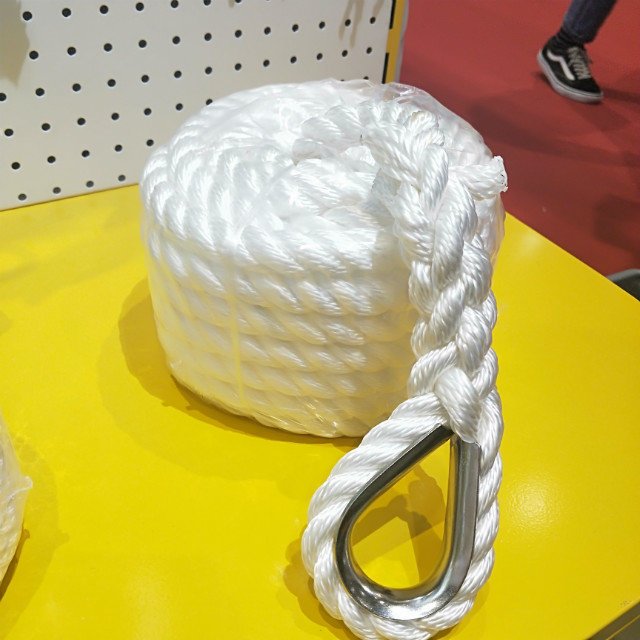 12mm White Color 3 Strand Polyester Rope for Manual Anchor Winch