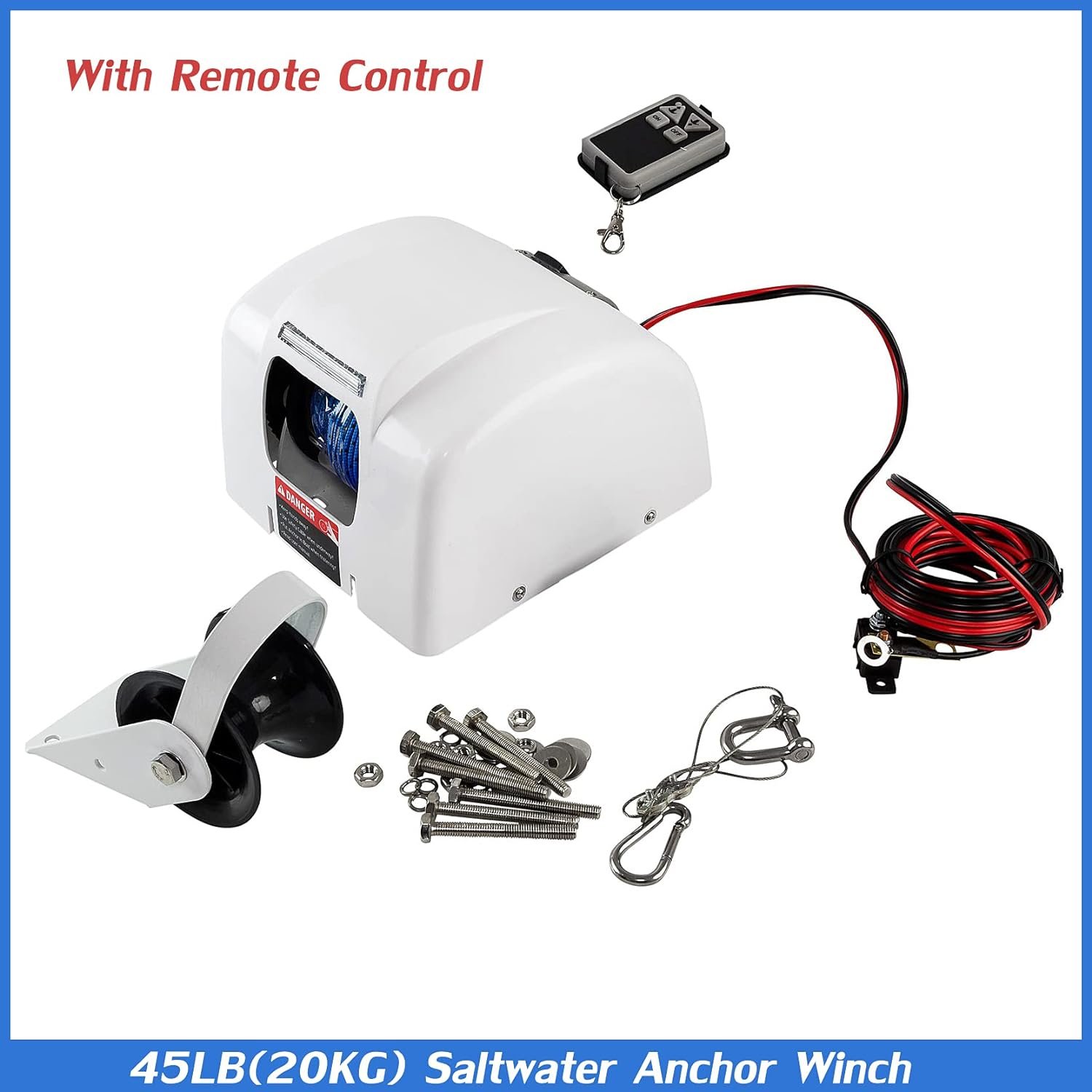 Electric Anchor Winch,Marine Anchor Winch 12V,Saltwater Boat Anchor Windlass Kit with Wireless Remote Control,Heavy Duty Towing