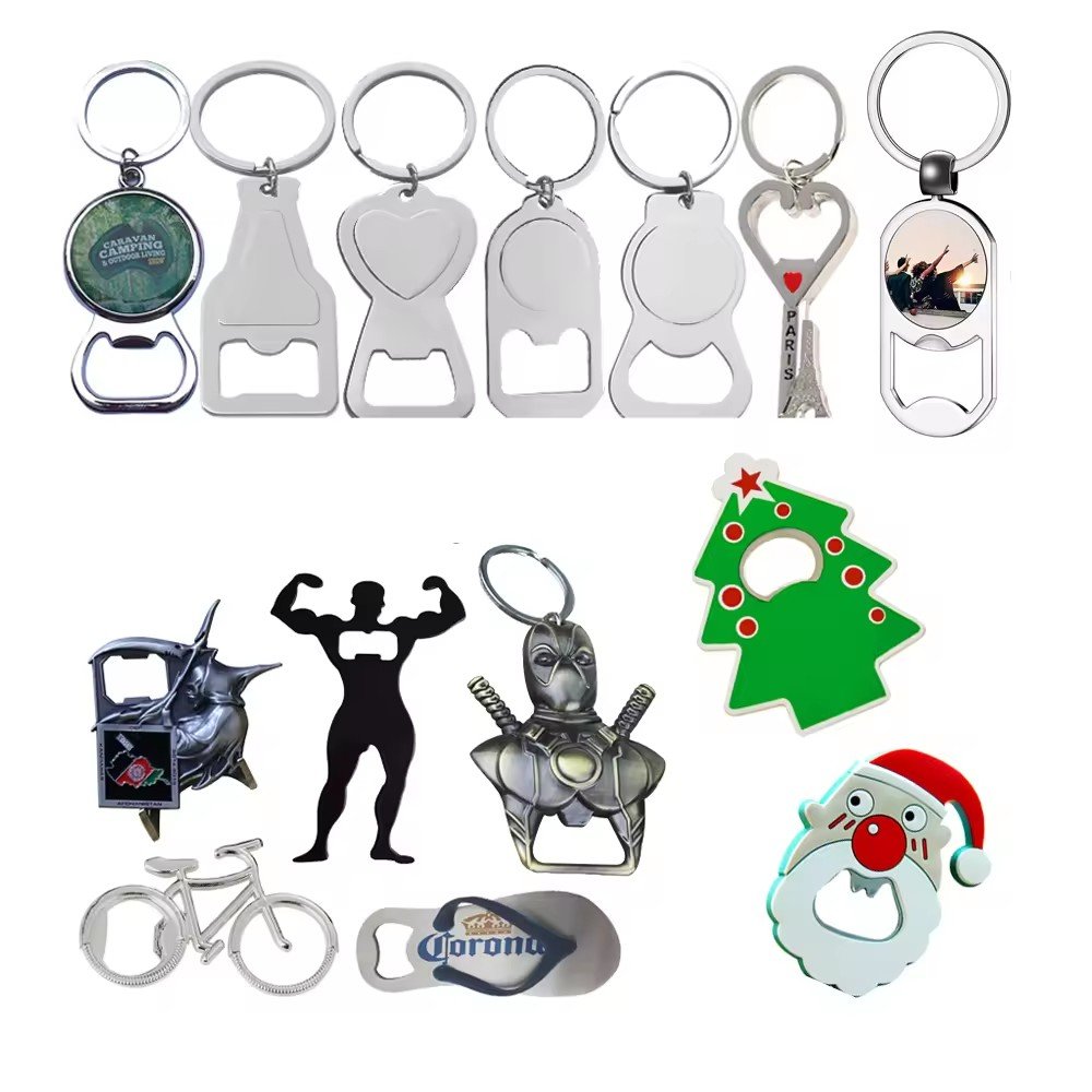 OEM/ODM Custom Manufacture Stainless Steel Metal Logo Key Chain Openers Card Animal Shape Keychain Beer Custom Bottle Opener