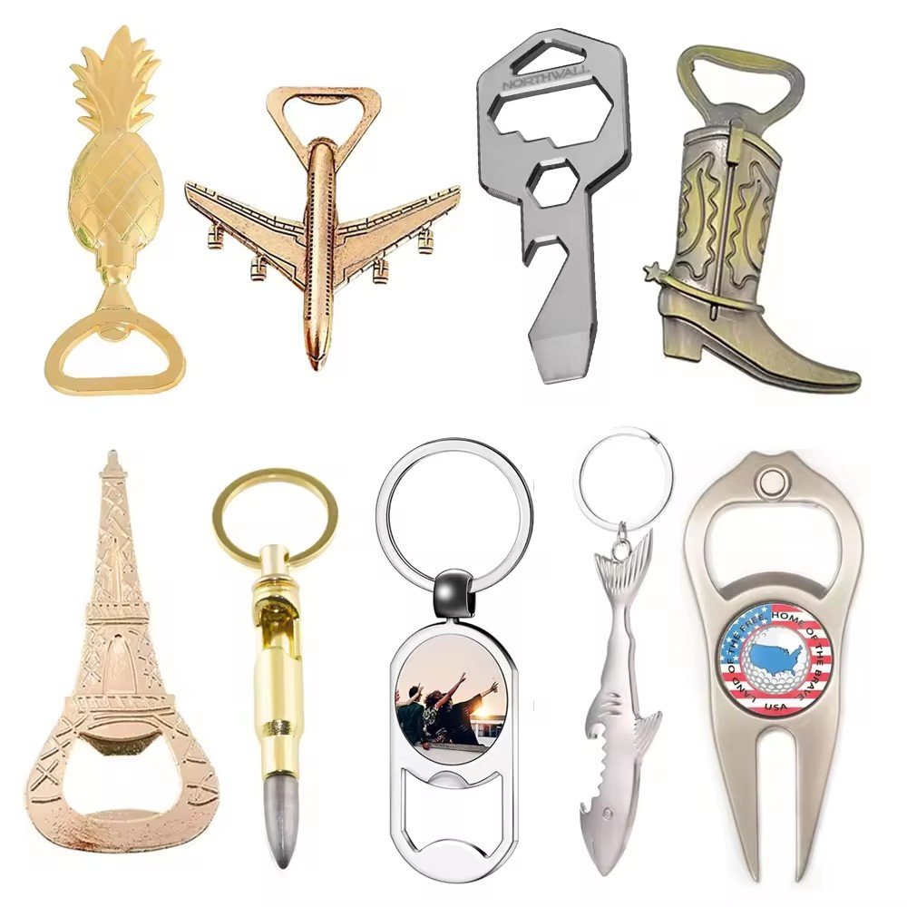 OEM/ODM Custom Manufacture Stainless Steel Metal Logo Key Chain Openers Card Animal Shape Keychain Beer Custom Bottle Opener