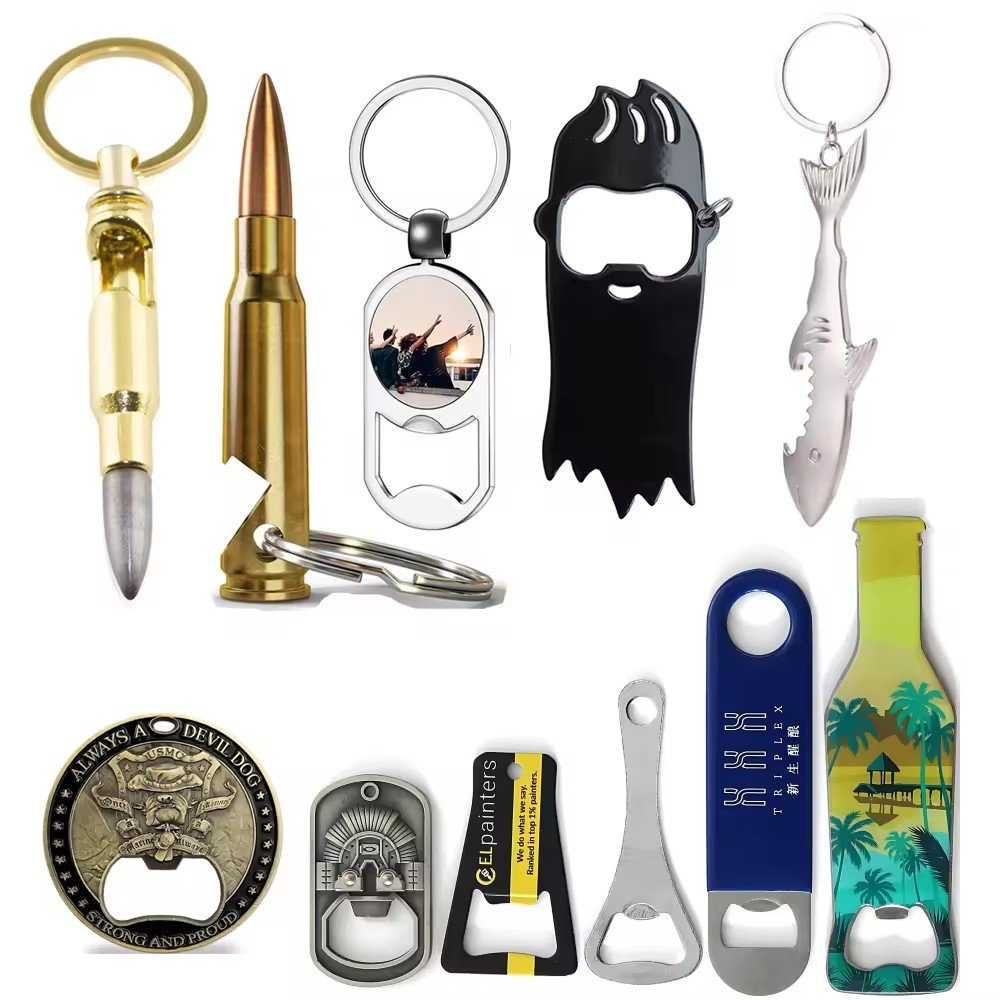 OEM/ODM Custom Manufacture Stainless Steel Metal Logo Key Chain Openers Card Animal Shape Keychain Beer Custom Bottle Opener