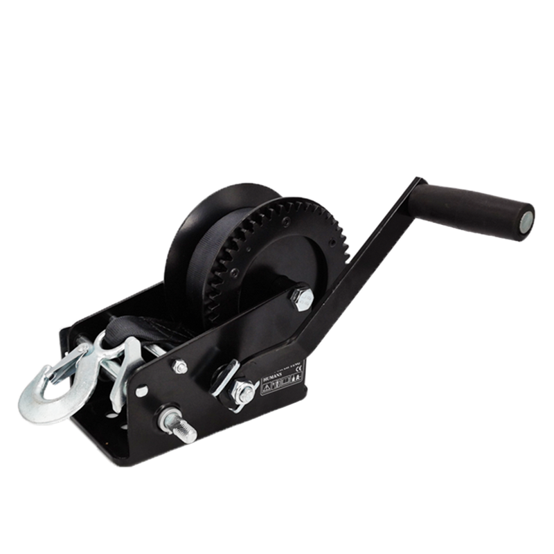 High Quality 1 TON Manual Hand Winch Boat Trailer Hand Crank Winch Anchor Winch With Belt Webbing Strap