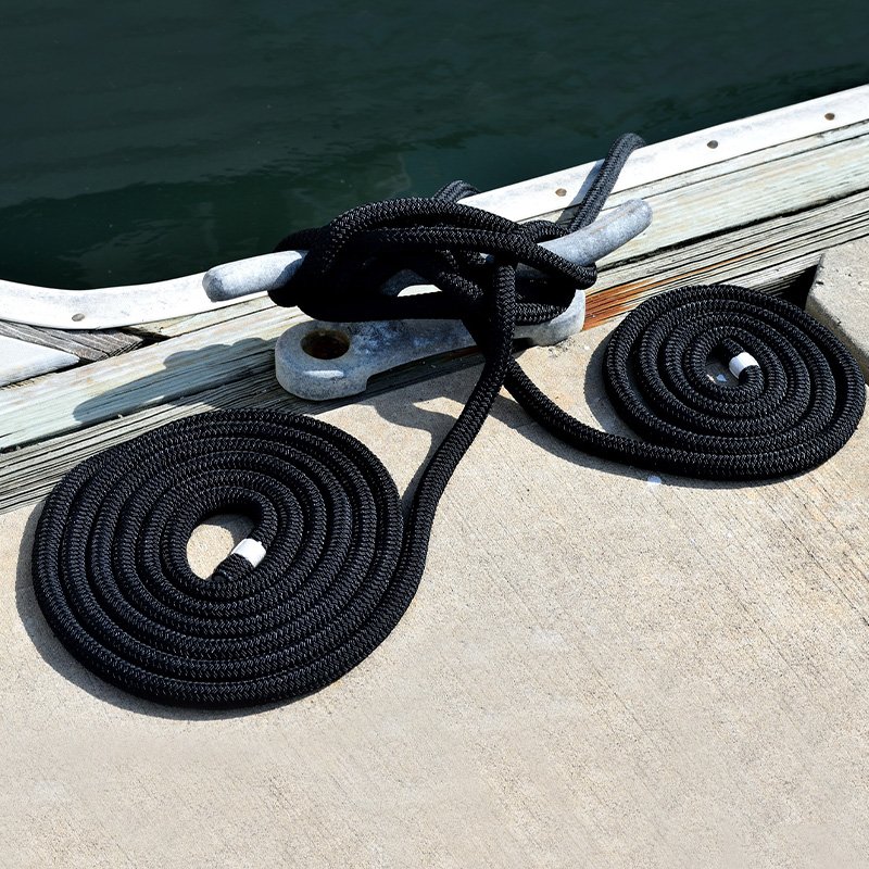 Boat Fender Lines Anchoring Dock Line Black Nylon Double Draided Rope for Marine Sailing Boat/kayak/yacht