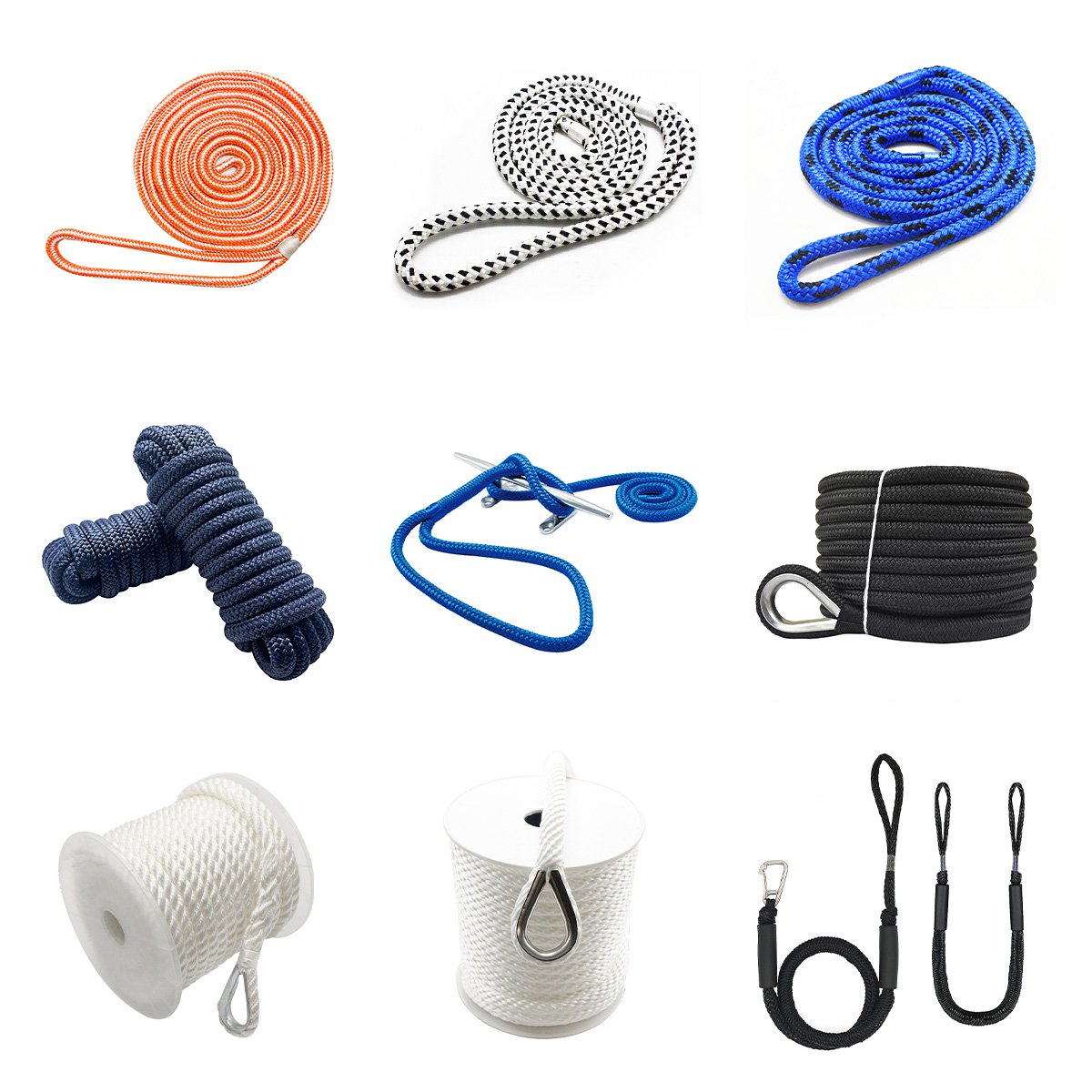 Boat Fender Lines Anchoring Dock Line Black Nylon Double Draided Rope for Marine Sailing Boat/kayak/yacht