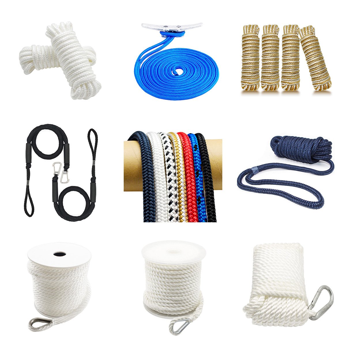 Boat Fender Lines Anchoring Dock Line Black Nylon Double Draided Rope for Marine Sailing Boat/kayak/yacht