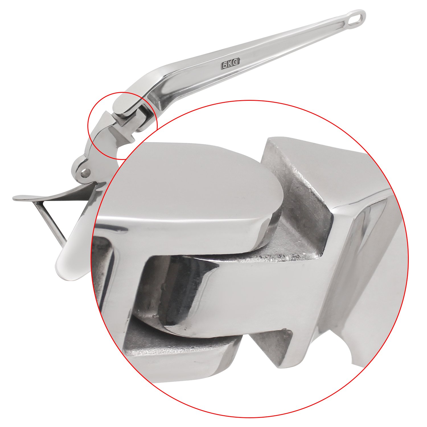 27Kg 35Kg 40Kg 50Kg Boat Anchors Mirror Polished 316 Stainless Steel Boat CQR Plough Anchor