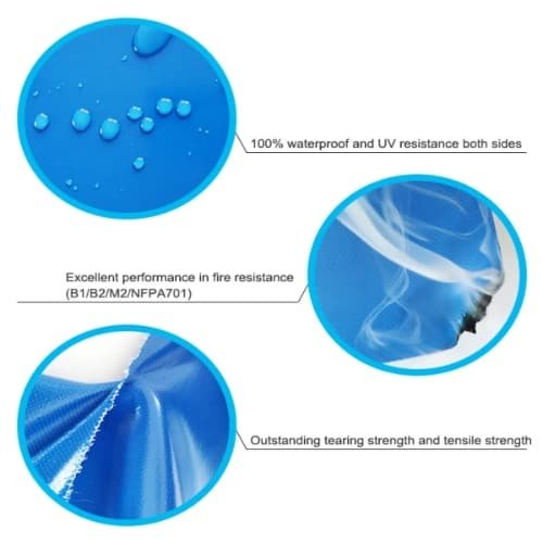 550GSM 610GSM 650GSM 1000d 0.5mm 100% Polyester Blue Roll Vinyl Tarp PVC Coated Tarpaulin Fabric