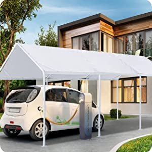 10x20 FT Heavy Duty Steel Structure Car Shed Car Garage Metal Carport Party Tent
